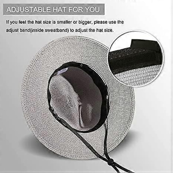 Dam Bredbrättad Panama Solhatt i Strå med Rullfunktion, Bältesspänne, Fedora Strandhatt UPF50+-Perfekt