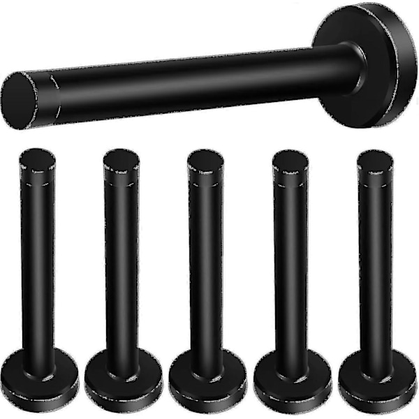 Dørstoppere, 15 cm lang dørstopper, veggmontering, kraftig solid svart dørstopper børstet rustfritt stål med myke gummistøtfangertupper - Perfekt black 5 Inch*6