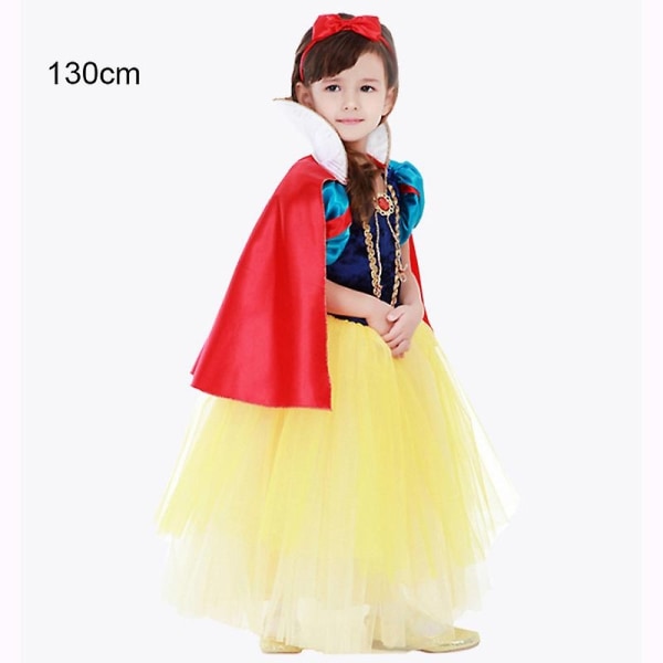 Kid Snøhvit kjole tegneseriefigur ytelseskostyme - perfekt 130cm