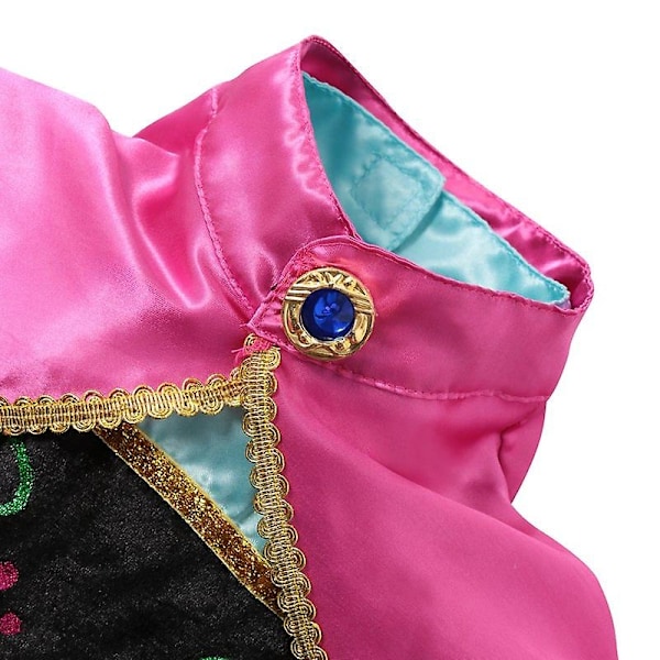 Flickklänning Elsa Kostym Anna Elsa Klänning Prinsessa för Barn Klänning för Flicka Hög Kvalitet Anna Klänning med Cape Klänning Kostymer Cosplay-Perfekt Anna Dress F 4T