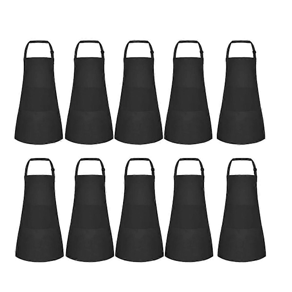10-pack Justerbara förkläden för barn med 2 fickor, svart - Perfekt