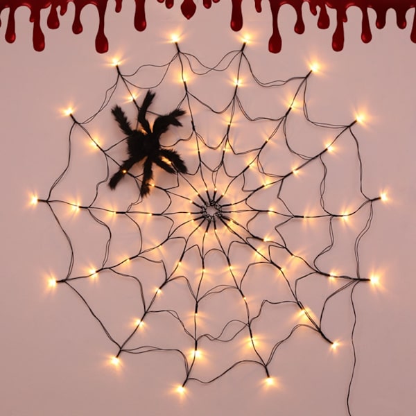 Halloweenin LED-hämähäkkiverkkomerkkivalo kaukosäätimellä, 8 eri tilaa mesh ulkotilojen juhlasisustus - täydellinen null - Battery models