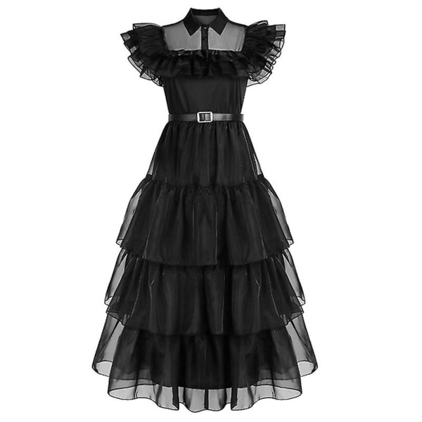 Onsdag Addams Costume Dress Halloween Cosplay Party Costume zy - Perfet XL