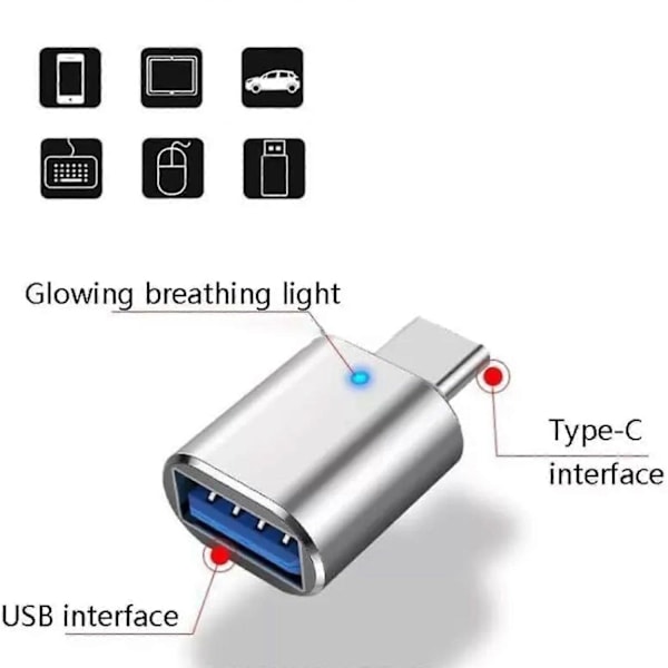 LED USB-C 3.1 Hane till USBA Hona Adapter Konverter OTG Typ C Android Mobiltelefon-Perfekt Black 1pcs