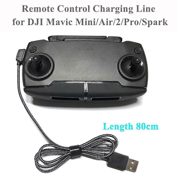 80cm Nylonkabel Fjärrkontroll USB Laddningskabel för DJI Mavic Mini/Air/2/Pro/Spark - Perfekt
