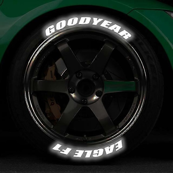 Reflekterende bokstaver til bil, egnet for bil, motorsykkel, dekkdekorasjon, hjulmerker og klistremerker, DIY-form, personlig tilpasning, perfekt GOODYEAR EAGLE F1 8 Sets