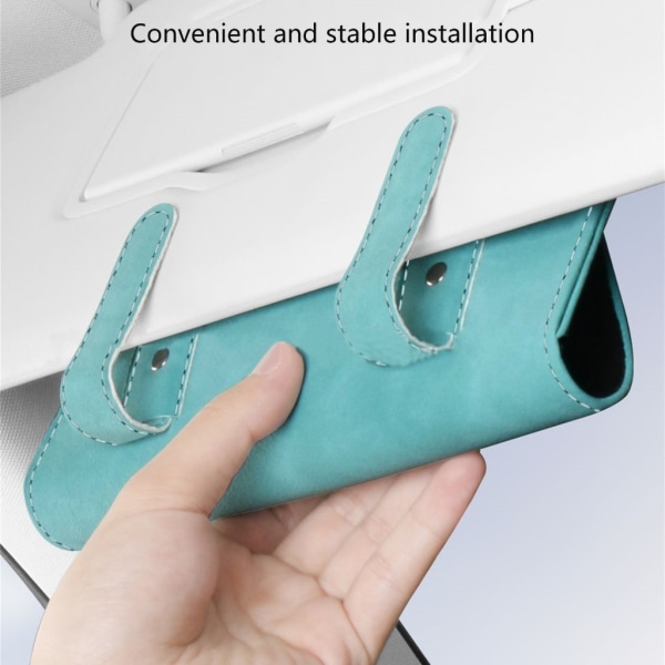 Solglasögonhållare för bil Solskydd, Glasögon Bil Visir Clips Förvaring Glasögon Organizer Case, PU Läder Glasögon Hållare- Perfet Brown