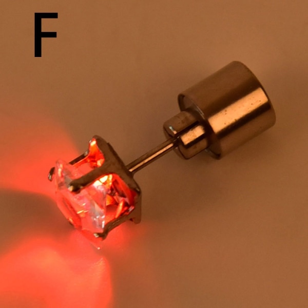 2Pc Party Charm LED øredobber lyser opp krone glødende krystall øre - perfekt Red One Size