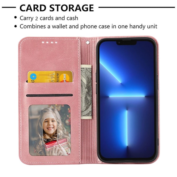 Kompatibelt med iPhone 12 Skal, Läderplånboksfodral med Rem-Perfekt Rose Gold