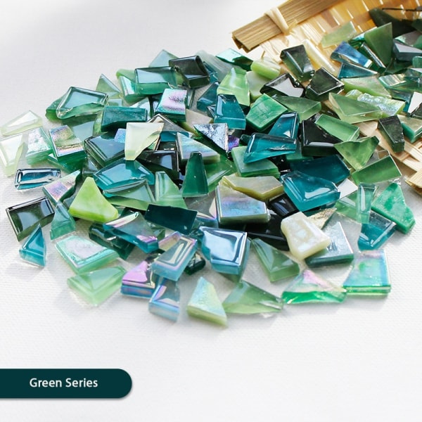 DIY mosaikkfragmenter Uregelmessig formet håndlaget steinjade - Perfet Green Series