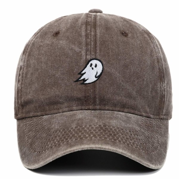 Ghost brodert denim vasket cap - Perfet Brown