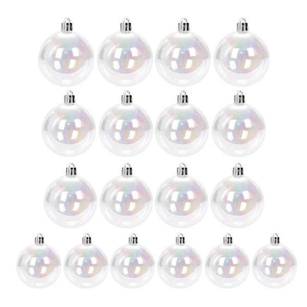 18 stk. Regnbuefargede Julekuler DIY Håndverk Halloween Kjele Pot Boble Plastkule Ornament til Juletrær Bursdag Bryllup Dekor Qinghai-Perfet Transparent