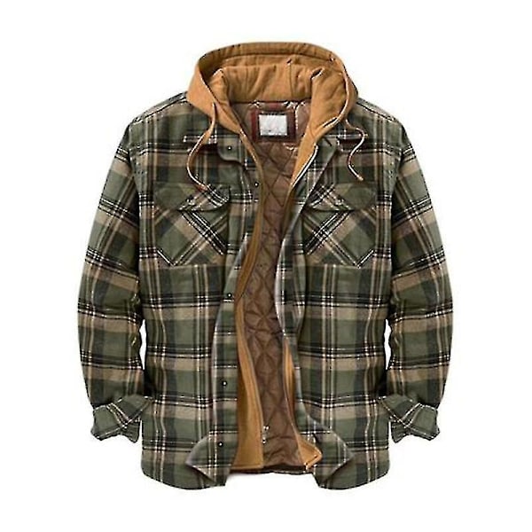 Mænds Varme Quiltede Foret Bomuldsjakker med Hætte Knapper Ned Lynlås Langærmet Ternet Jakker-Perfet Color 14 4XL