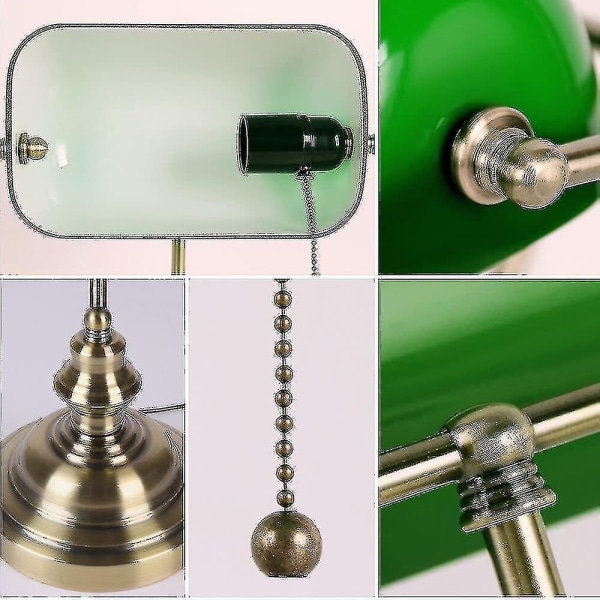 Glas Bankers skrivbordslampa med blixtlåskontakt (grön) - Perfet