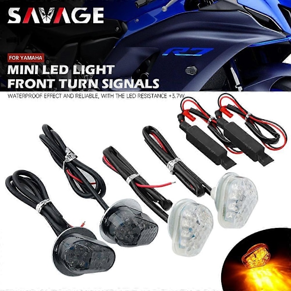 LED Blinklysindikator Kompatibel med YAMAHA YZF R7 2021 2022 YZFR7 YZF-R7 Motorcykeltilbehør Mini Blinkende Lampe Sidelamper - Perfet Clear