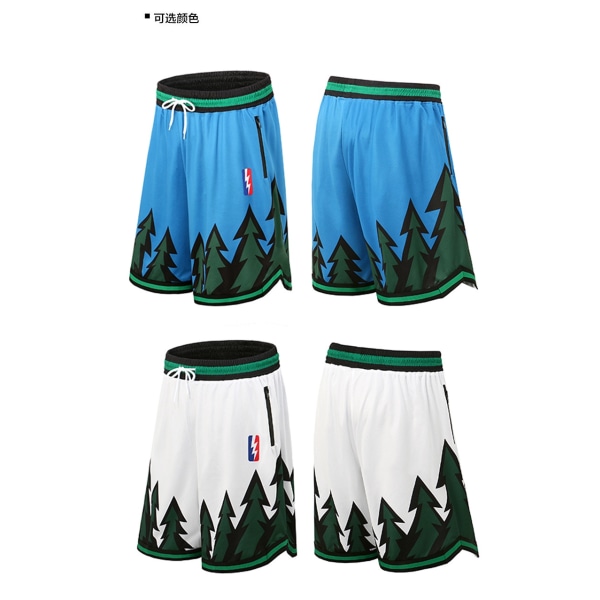 NBA Timberwolves Sports Basketball Oversized Shorts - Perfet White L
