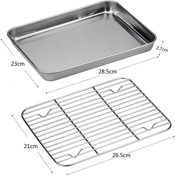 Wandefol bakplåt + kylställ, 26,5 x 20 x 2,5 cm Universal ugnsplåt rostfritt stål Rektangulär bakplåt- Perfet