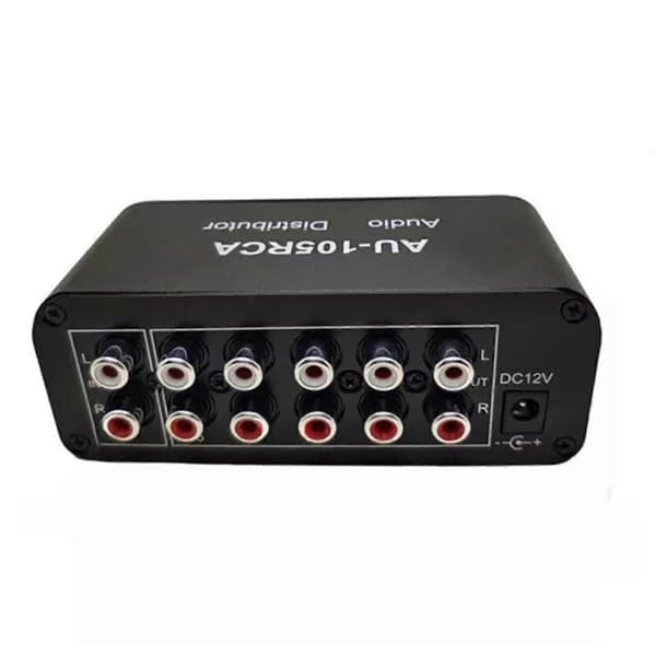 HiFi Stereo RCA Audio Splitter/Selector 1 ind 5 ud Audio Switch med Volumenkontrol