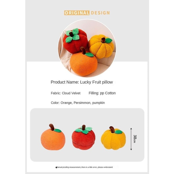 Söt fruktkudde docka plyschleksak apelsin apelsin pumpa persimmon simulering grönsak vardagsrum dekoration- Perfet Persimmon