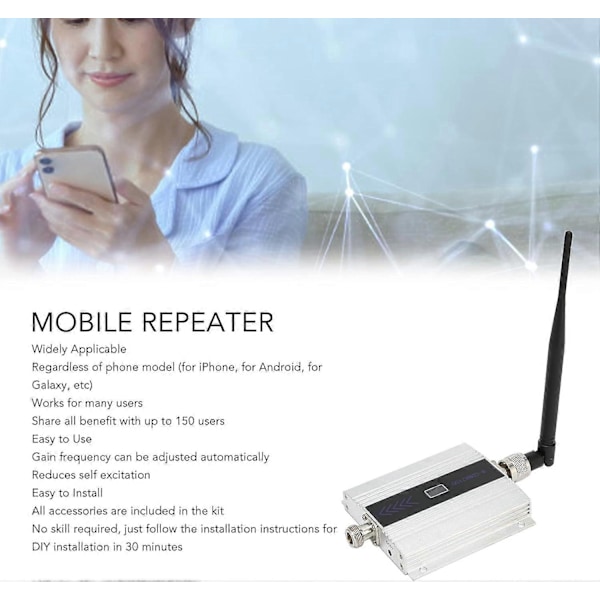 4G GSM Signalförstärkare 900 MHz Repeater 2G 3G 4G Mobiltelefonförstärkare LTE DCS 1800 2100 Mobiltelefonsignal Booster 68 dB Förstärkning-Perfet