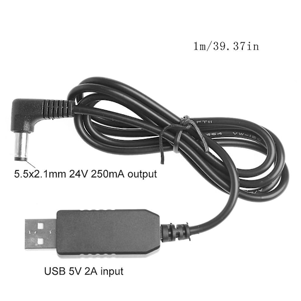 USB 5V til 24V 5,5x2,1mm Step-up Boost Converter Spændingsforsyning Kabel - Perfekt