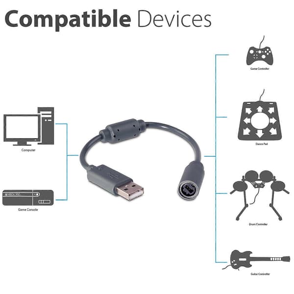 Fosmon Ersättningsdongel Kompatibel med Microsoft Xbox 360 Trådbundna Handkontroller - Perfekt