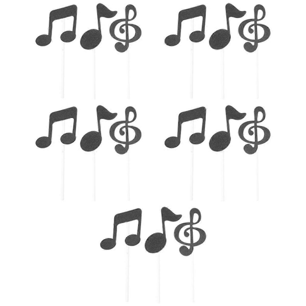 30 stk. Musiknoder Cupcake Topper Papir Kage Indsatser Kort Bryllupskage Topper Dekoration - Perfekt