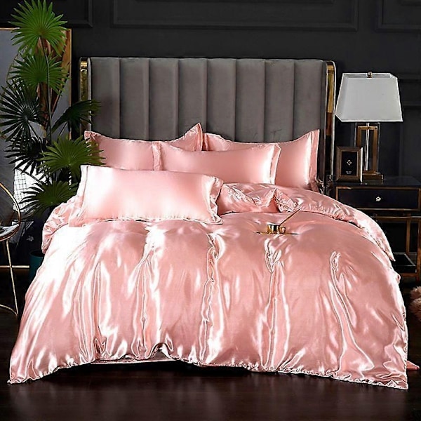 Minglan ensfarget sengetøy i imitert silke, eksklusivt sateng sengetøy dynetrekk putevar fire-delt sett - Perfekt dangyayu 200x230cm 4pcs