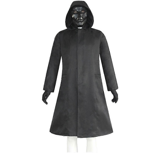 Squid Game Cosplay Kapp Boss Trenchcoat och Läderhandskar Lee E Byung-hun TV-serie Kostym Svart Rock Uniform Dräkt Perfekt för Halloween XS