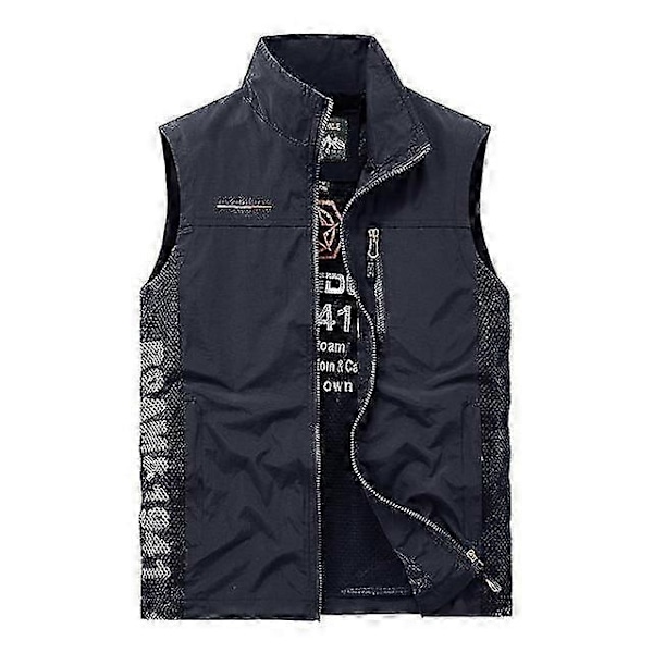 Herre Udendørs Sommer Arbejdsvest Forår Multi-lommer Taktisk Vest Stor Størrelse M-6XL Mand Vandring Fiskeri Ærmeløse Jakker-Perfet blue M