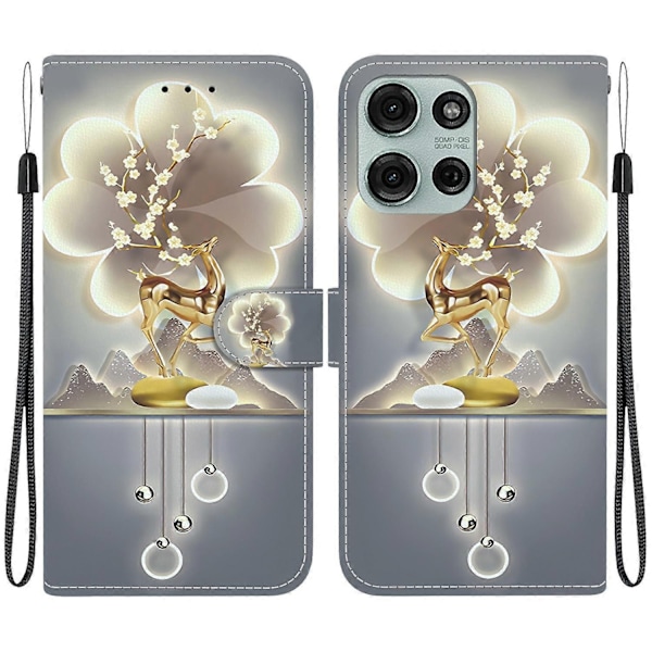 Läderfodral med ritning Kompatibelt med Motorola Moto G75 5G-Perfet Sika Deer
