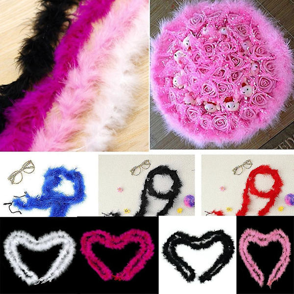 2M Fjerboa Bånd Fluffy Håndværk Kostume Høne Aften Klædning Bryllup Fancy Party-Perfet Red