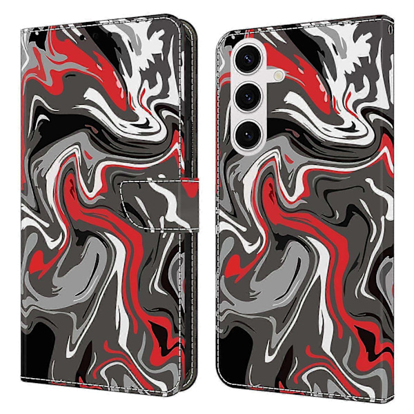 Kompatibel med Samsung Galaxy S25 Plånboksfodral Mönstertryck Ställ Läder Flip Telefonfodral - Floral Butterfl-Perfet Rock Texture