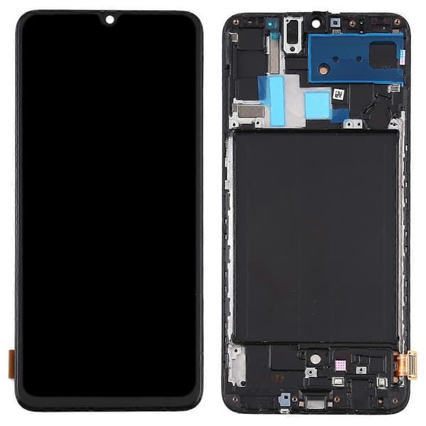 TFT LCD-skärm Kompatibel med Samsung Galaxy A70 Digitizer Komplett enhet med ram, Stöder inte fingeravtrycksidentifiering (Svart)-Perfet