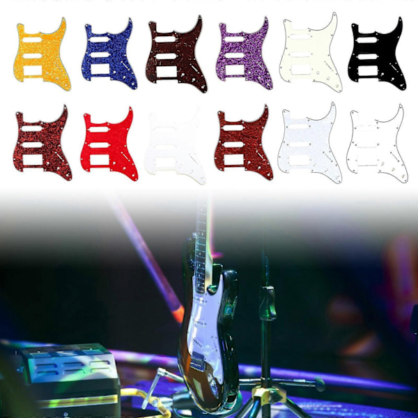 Multifarvet 11-huls SSH Guitar Pickguard Scratch Plate Kompatibel med ST SQ Elektriske Guitarer 3-lags SSH Guitar Pickguard Guitar Dele - Perfekt White