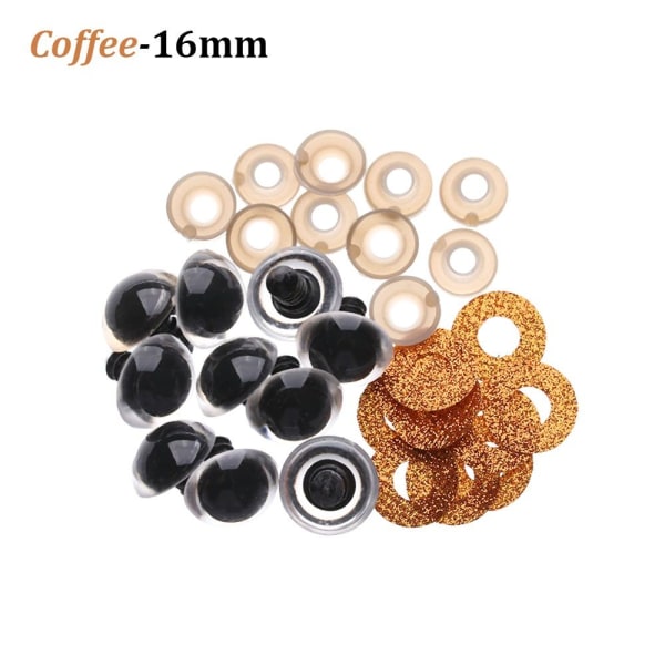 20 kpl 16/18/20/24 mm Glitter Safety Eyes Pyöreä muovi COFFEE - Perfet