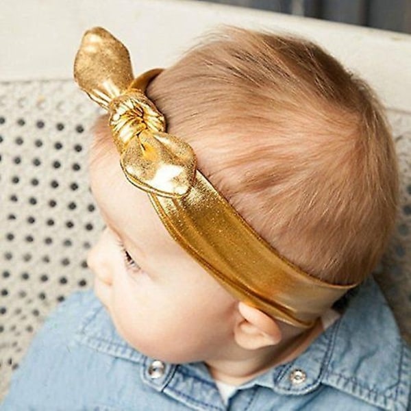 New Fashion Barn Metallic Dirty Big Bow Baby Girls Elasticity Pannband (1st, guld) - Perfet