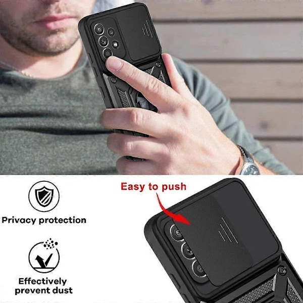 Armor Støtsikker Magnetisk Ring Stativ Holder Deksel for Samsung Galaxy S24 S23 S22 S21 Ultra S24 Plus S20FE Note 20 10 Linsebeskyttelse - Perfekt Black For Galaxy S10 Plus
