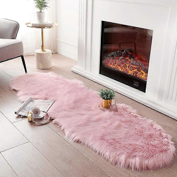 Ultramjuk fluffig matta i fuskfårskinn - Perfekt Pink 60*90cm