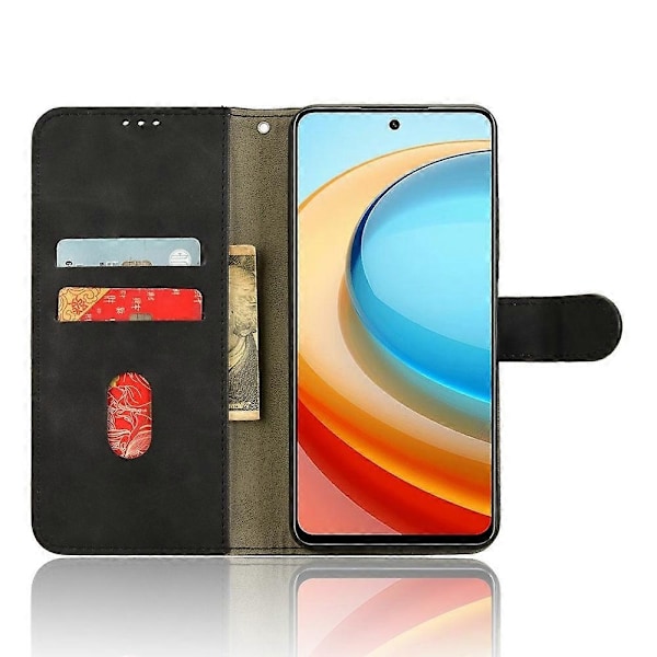 for ZTE Blade A75 5G Lærveske Hudfølelse Anti-Fall Lommebok Flip Telefondeksel - Svart-Perfet Black