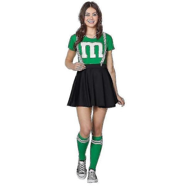 Kostume til Piger - Cheerleader Kostume til Musikalsk Fest, Halloween, Fancy Dress - Perfekt Green M