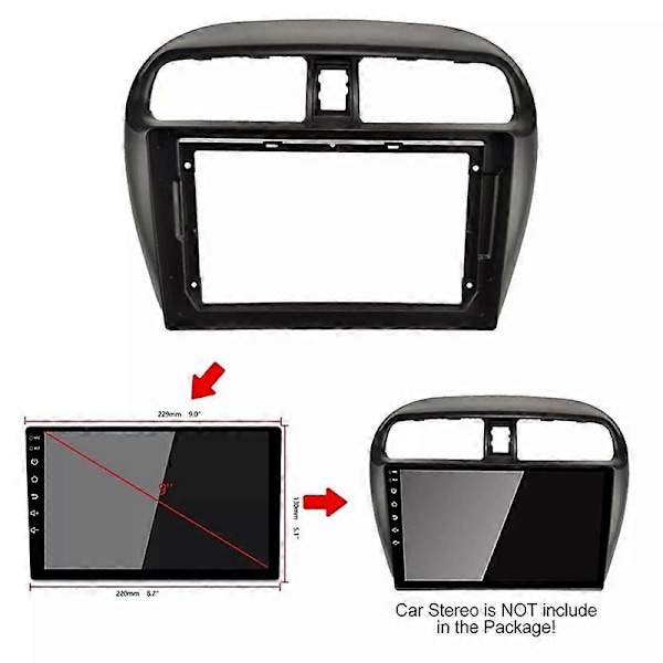 Bilradio Panel for Mitsubishi Mirage Space Star 2012-2019 9-tommers Skjerm-Perfekt