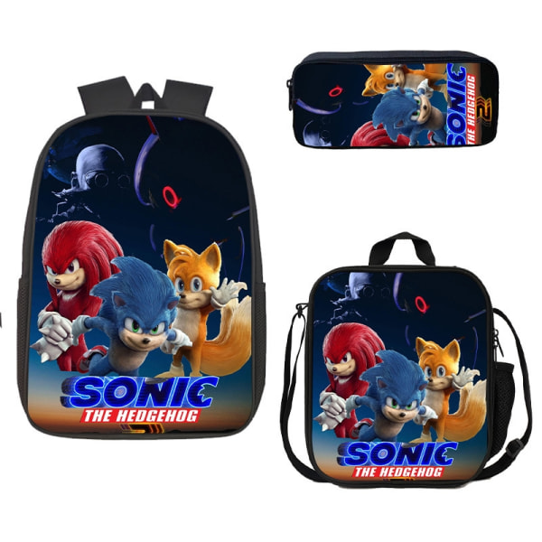 Sonic skoletaske til børn, madpakke, blyanttaske sæt med tre - Perfet 29