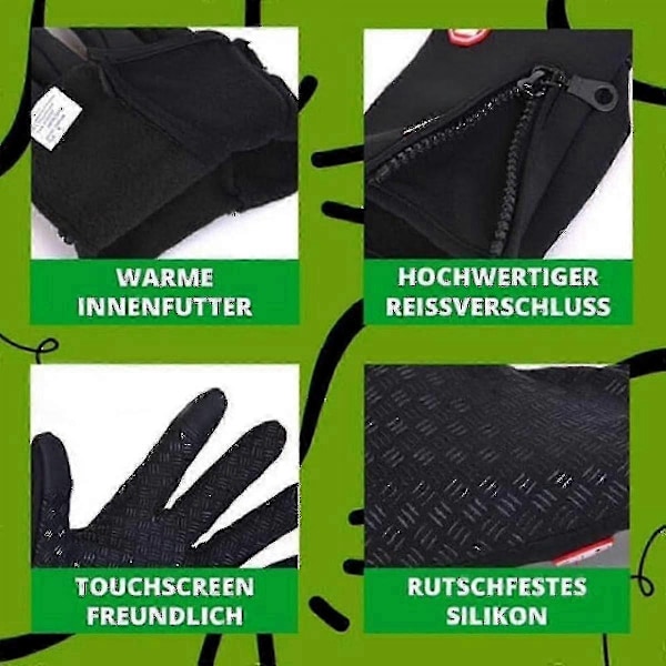Termiske frysehandsker, varme vinterhandsker med vandafvisende belægning og touchscreen-funktion, Id-Perfet orange color L