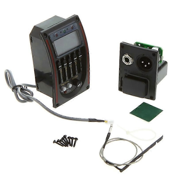Profesjonell 5-bånds EQ gitar- og bassforforsterker med LCD-tuner og piezo-pickup for forbedret lydkvalitet Only LC-5 RED