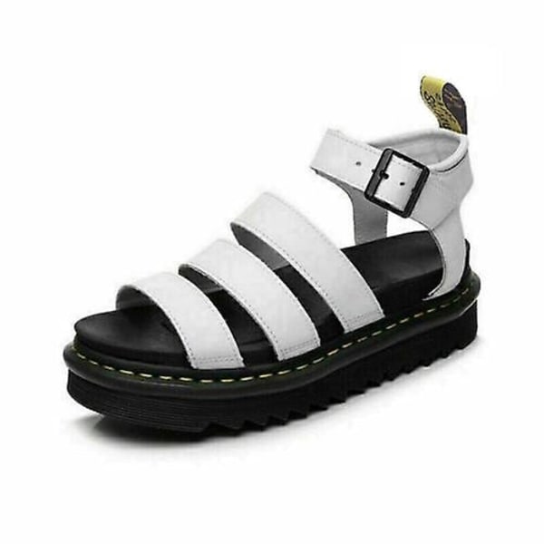 chunky sandaler för kvinnor Tjock sula Strappy Block Flatforms Skor Sommar Ny storlek - Perfet White UK8EU42