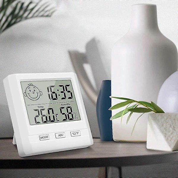 Digital Inomhus Hygrometer Termometer med Tidvisning - Perfekt