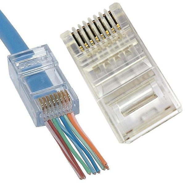 Rj45 Pass Through Modular Ny Ethernet-kabelkontakt Nätverkskontakt End Cat6 8p8c 100st - Perfet