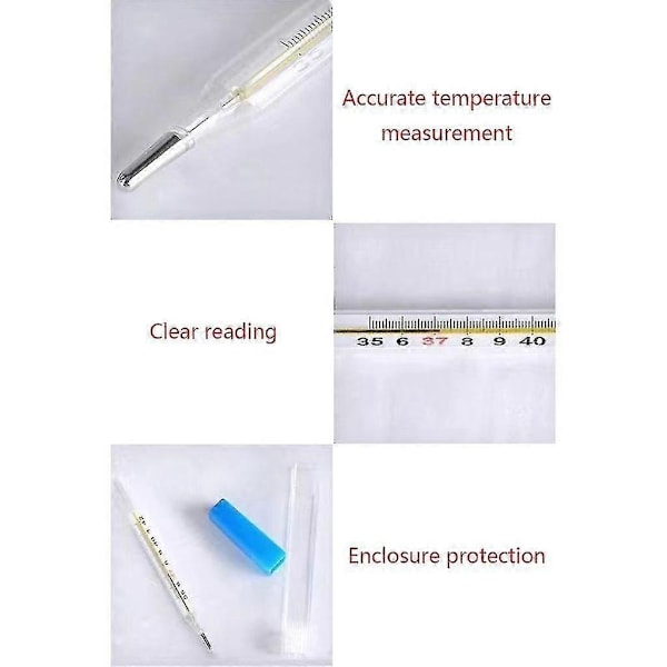 Termometer för vuxna, Oral termometer i glas för feber 35-42c-Perfet