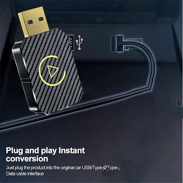 NY Trådløs CarPlay Android Auto Adapter Kablet til Trådløs 2 i 1 Bil Ai Boks Kompatibel med Plug and Play-Perfekt